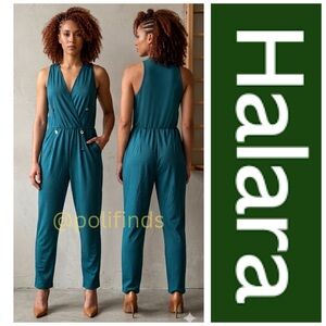 HALARA Green Sleeveless V Neck WorkCore Lightweight Women’s Jumpsuit